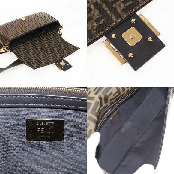 FENDI Zucca Canvas Mamma Bucket Shoulder Bag Sequin Brown Gold - Picture 12 of 14